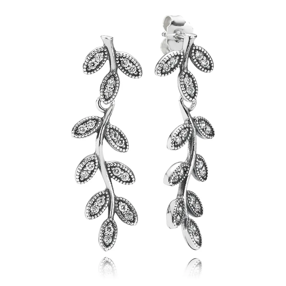 PANDORA Sparkling Leaves Drop Earrings, Clear CZ - 290565CZ