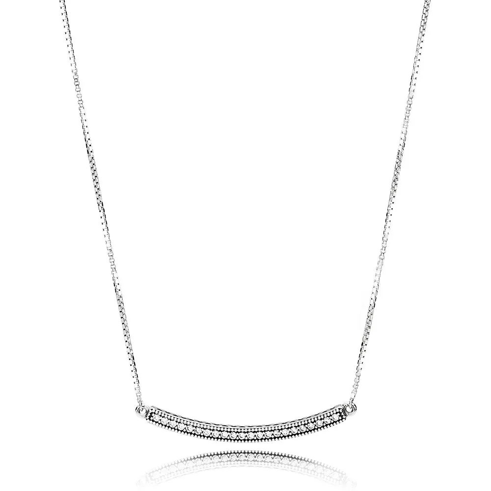 Hearts of PANDORA Bar Necklace, Clear CZ - 397420CZ