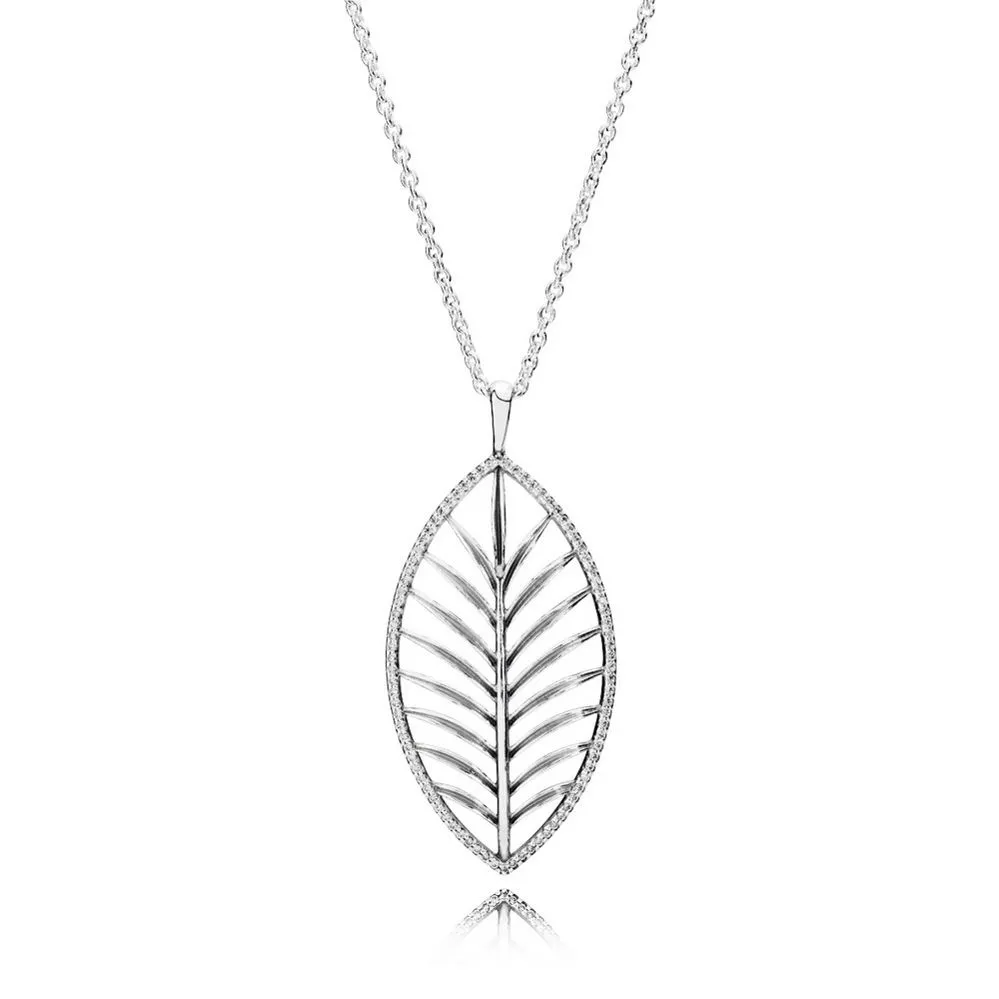 pandora tropical palm pendant necklace clear cz 390370cz