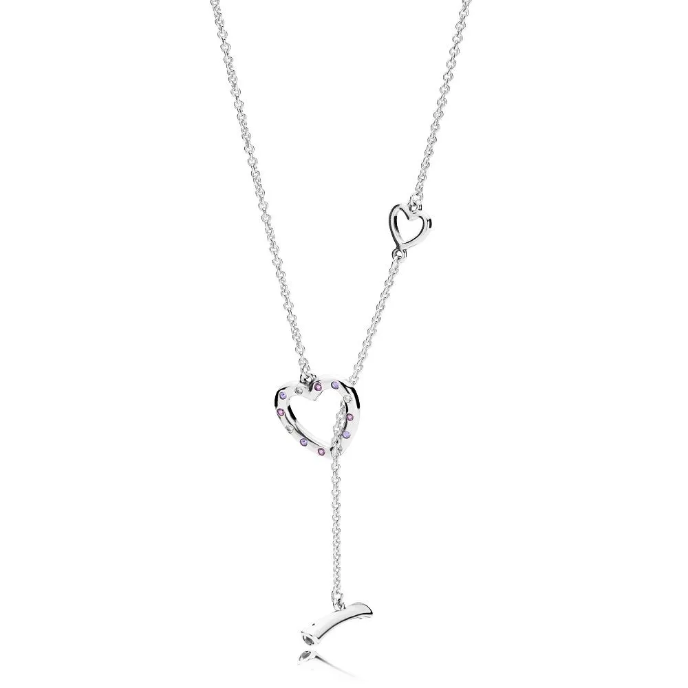 PANDORA TWO HEARTS SILVER NECKLACE - 397246NRPMX