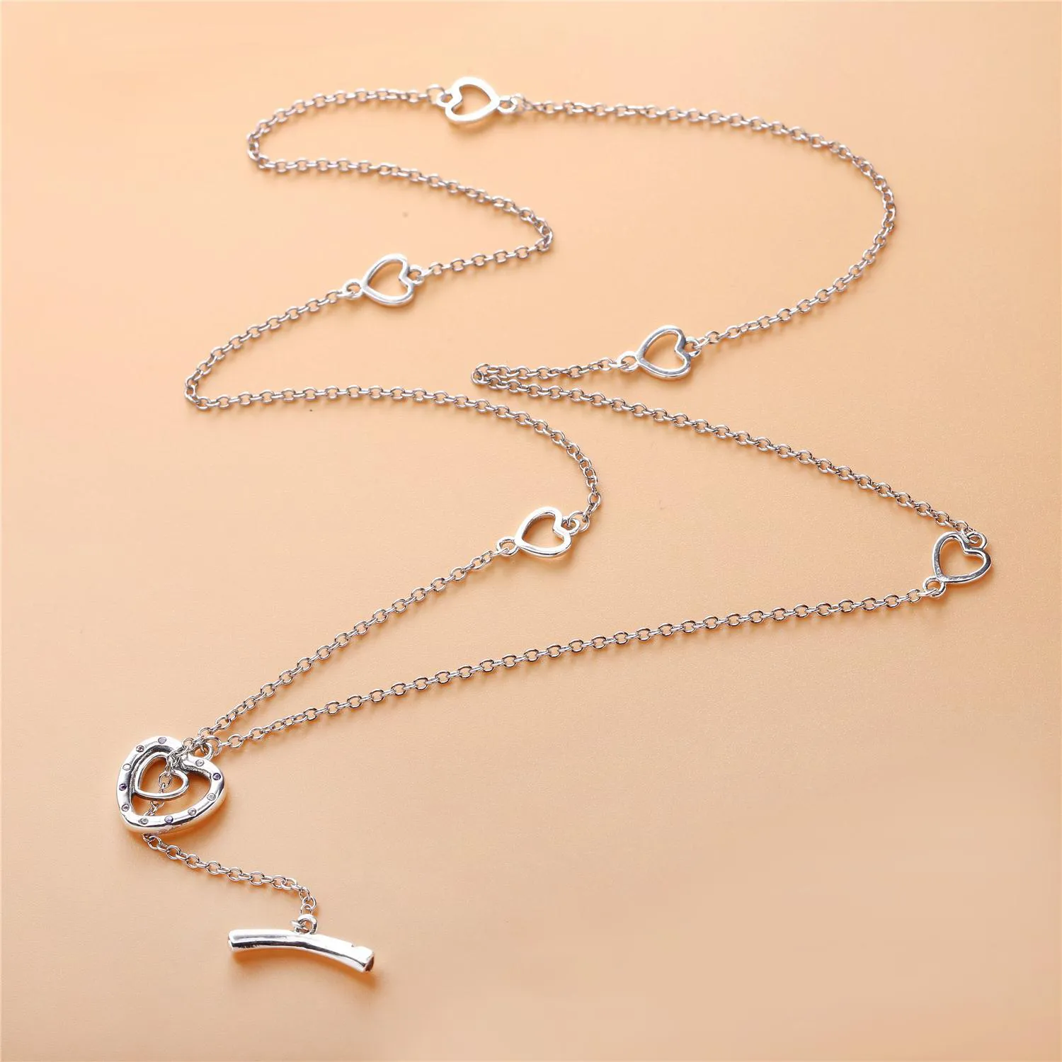 PANDORA TWO HEARTS SILVER NECKLACE - 397246NRPMX