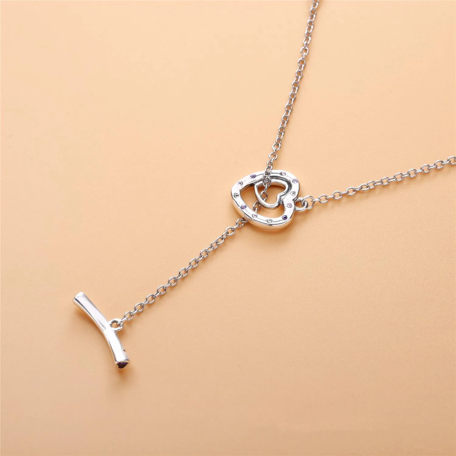 PANDORA TWO HEARTS SILVER NECKLACE - 397246NRPMX