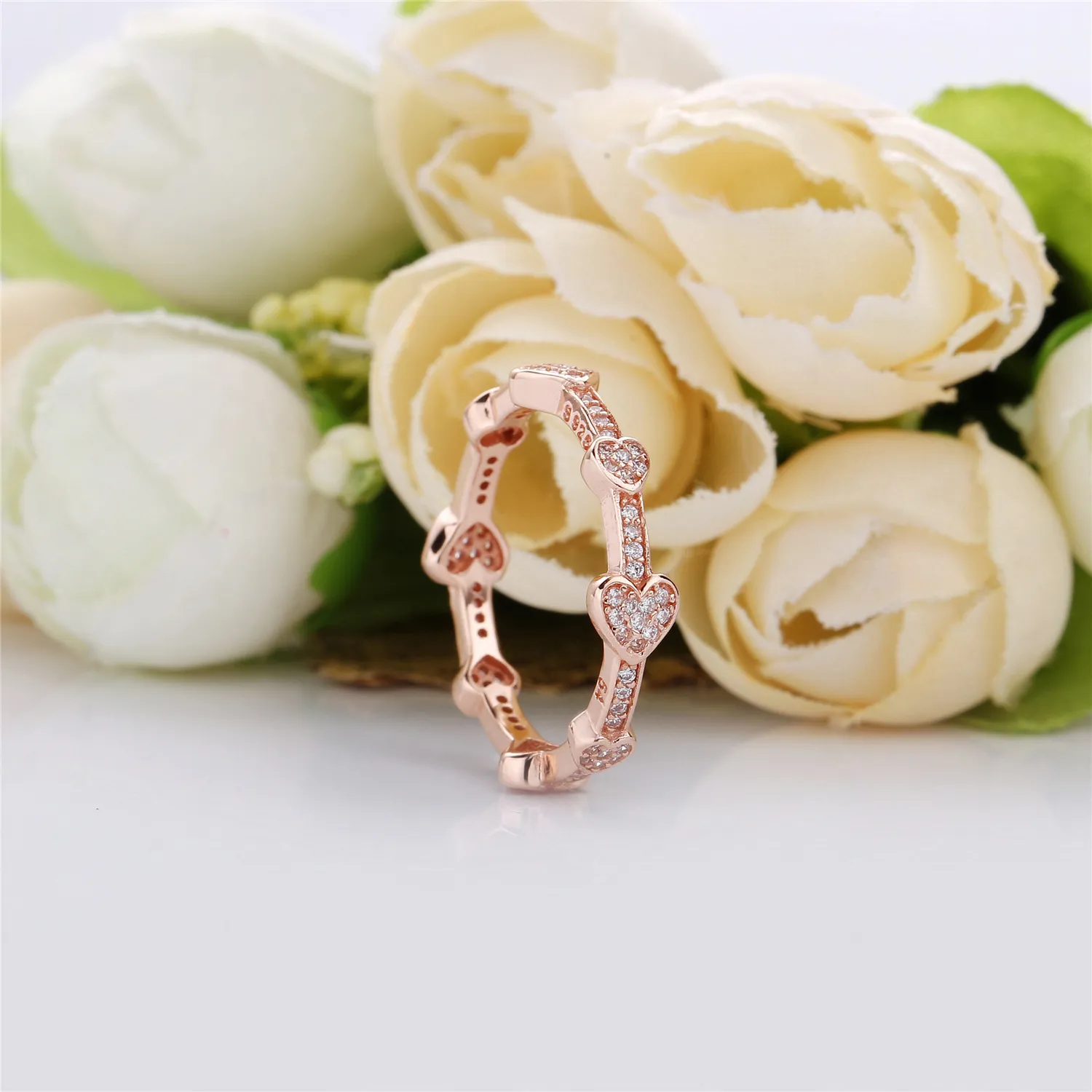 Alluring Hearts Ring, PANDORA Rose™ & Clear CZ - 187729CZ