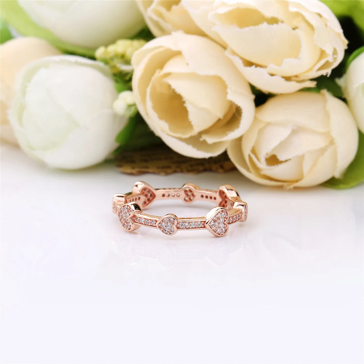 Alluring Hearts Ring, PANDORA Rose™ & Clear CZ - 187729CZ