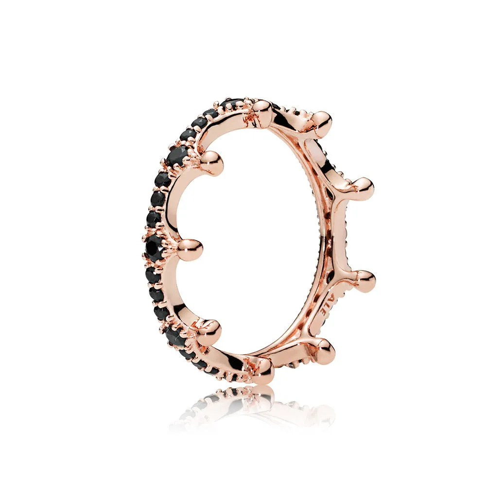 Enchanted Crown Ring, PANDORA Rose™ & Black Crystal - 187087NCK