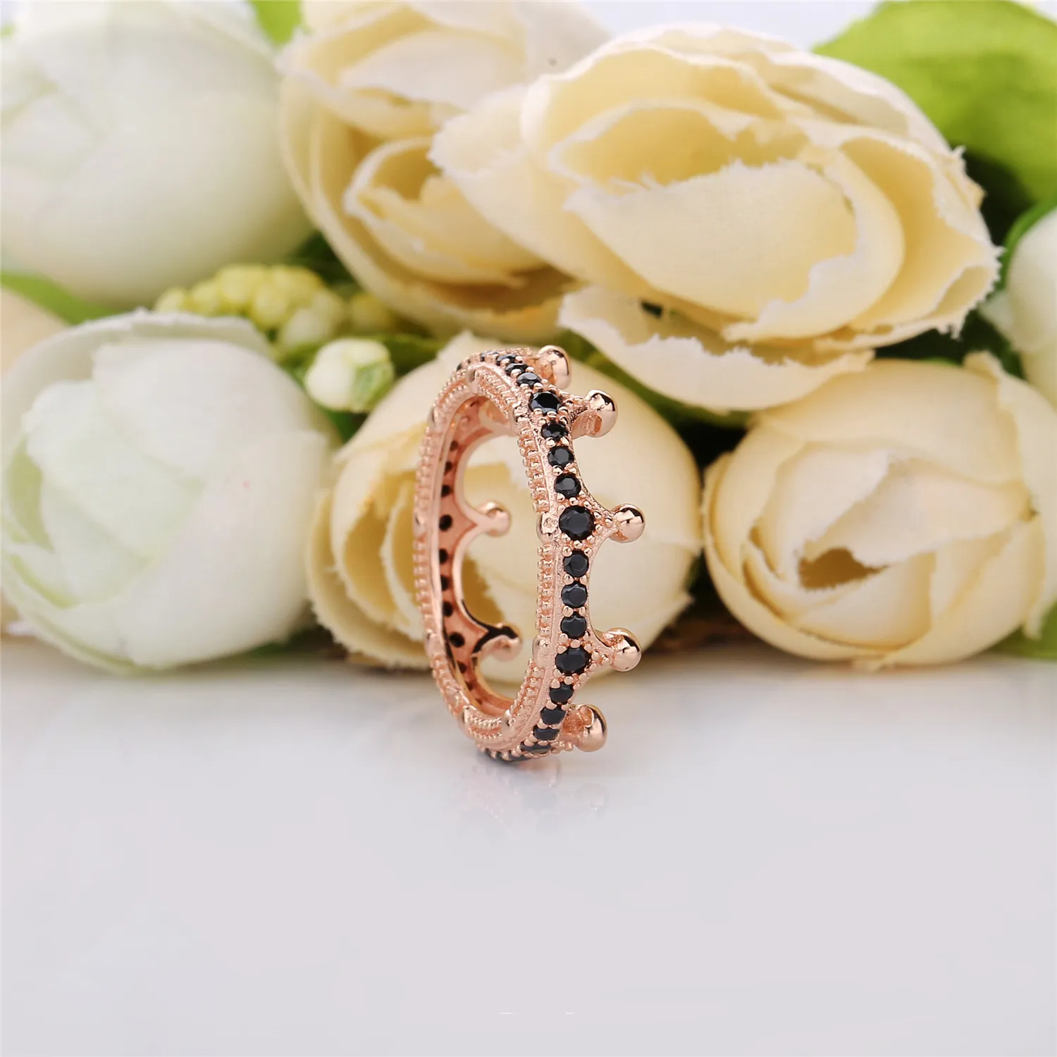 Enchanted Crown Ring, PANDORA Rose™ & Black Crystal - 187087NCK