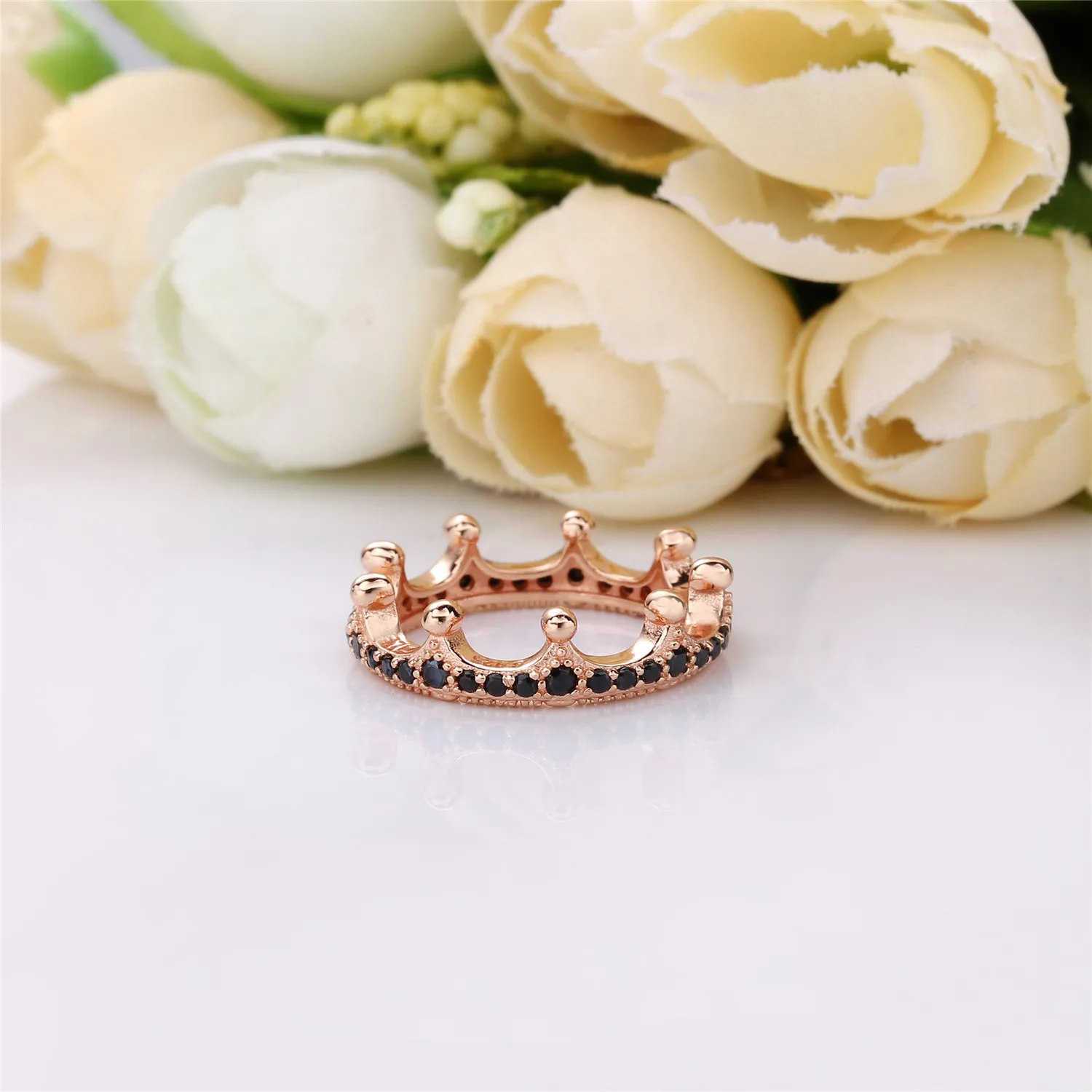 Enchanted Crown Ring, PANDORA Rose™ & Black Crystal - 187087NCK