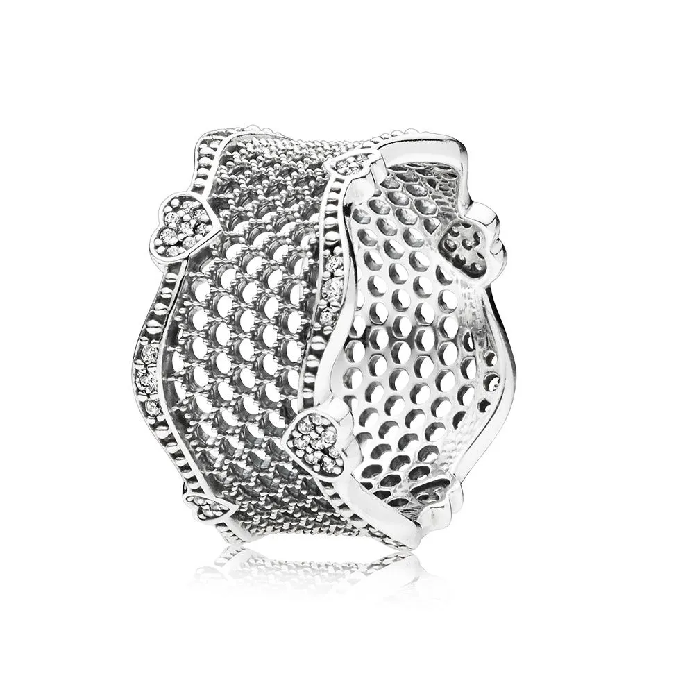 pandora lace of love ring clear cz 197706cz