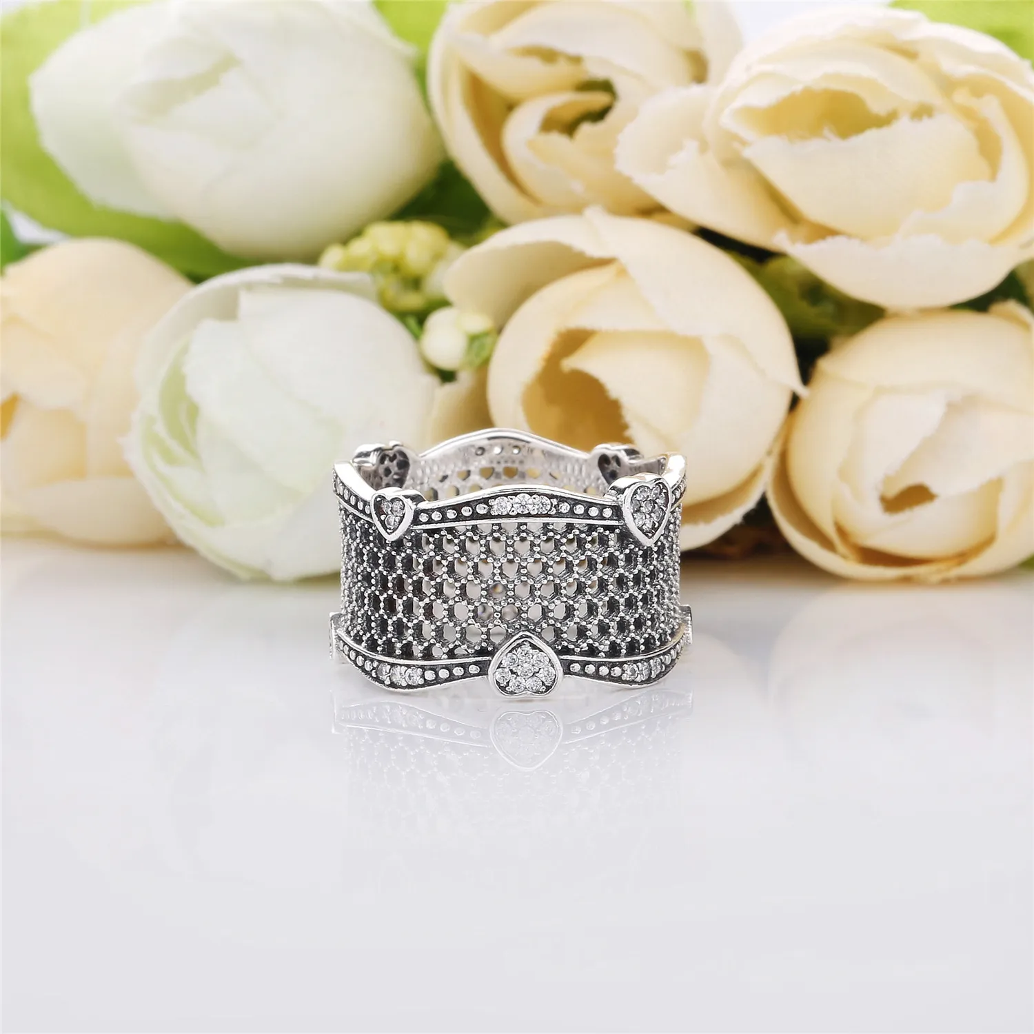 PANDORA Lace of Love Ring, Clear CZ - 197706CZ