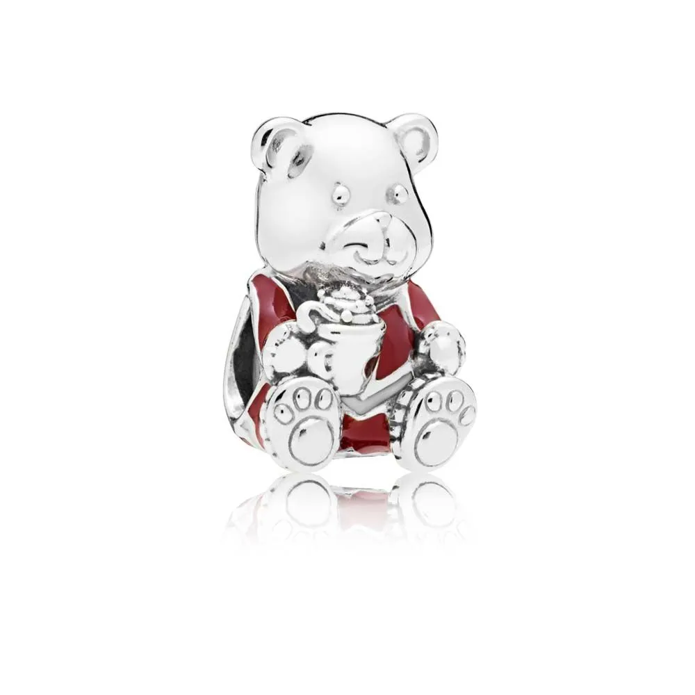 PANDORA Christmas Bear Charm, Red & White Enamel - 797564ENMX