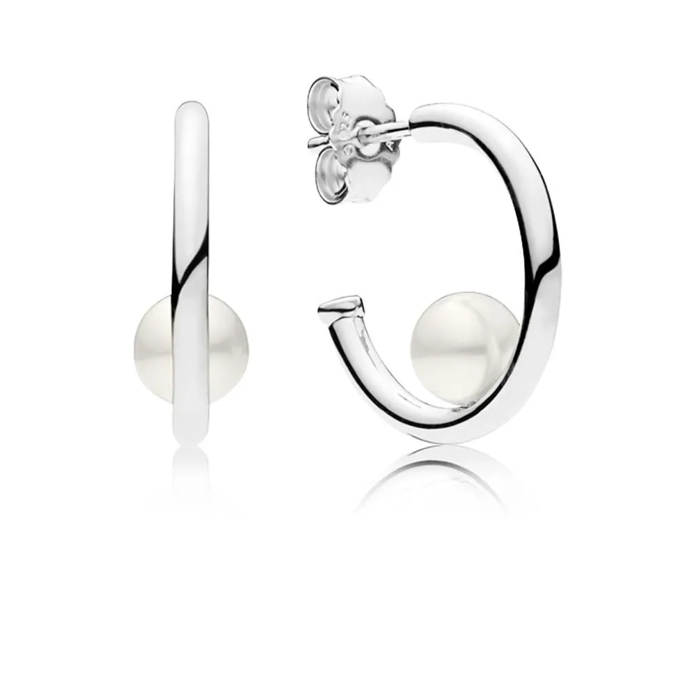 PANDORA Contemporary Pearls Hoop Earrings, Freshwater Cultured Pearl - 297528P