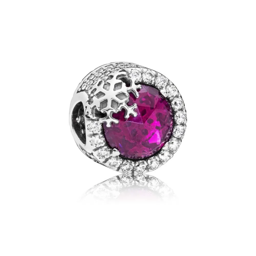 PANDORA Dazzling Snowflake Charm, Clear CZ & Cerise Crystal - 797555NCC