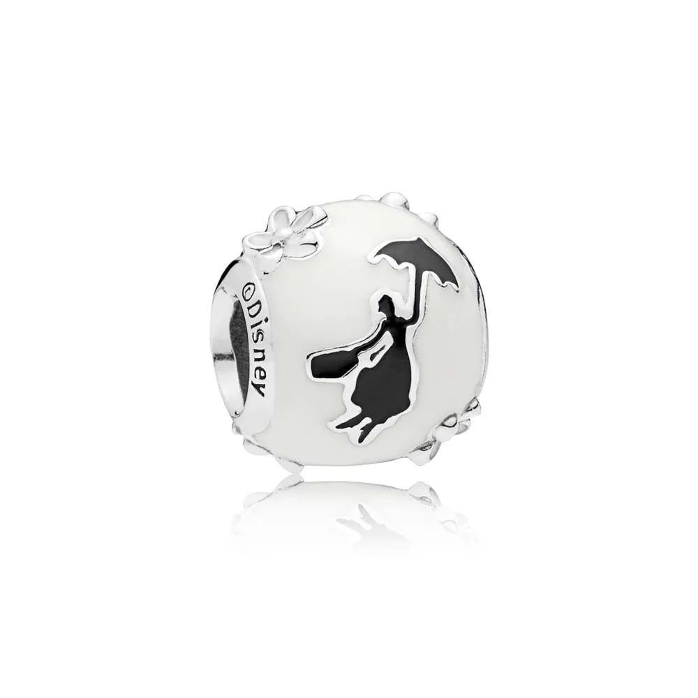 pandora disney mary poppins silhouette charm white black enamel 797510enmx