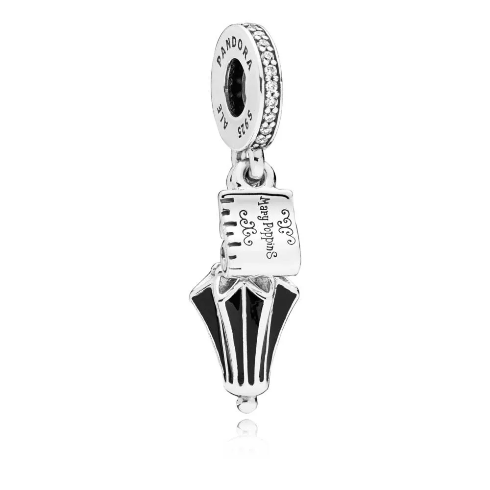 pandora disney mary poppins umbrella dangle charm clear cz black enamel 797507cz