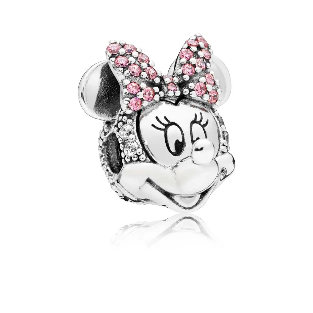 PANDORA Disney, Shimmering Minnie Portrait Clip, Clear CZ & Pink Enamel - 797496CZS