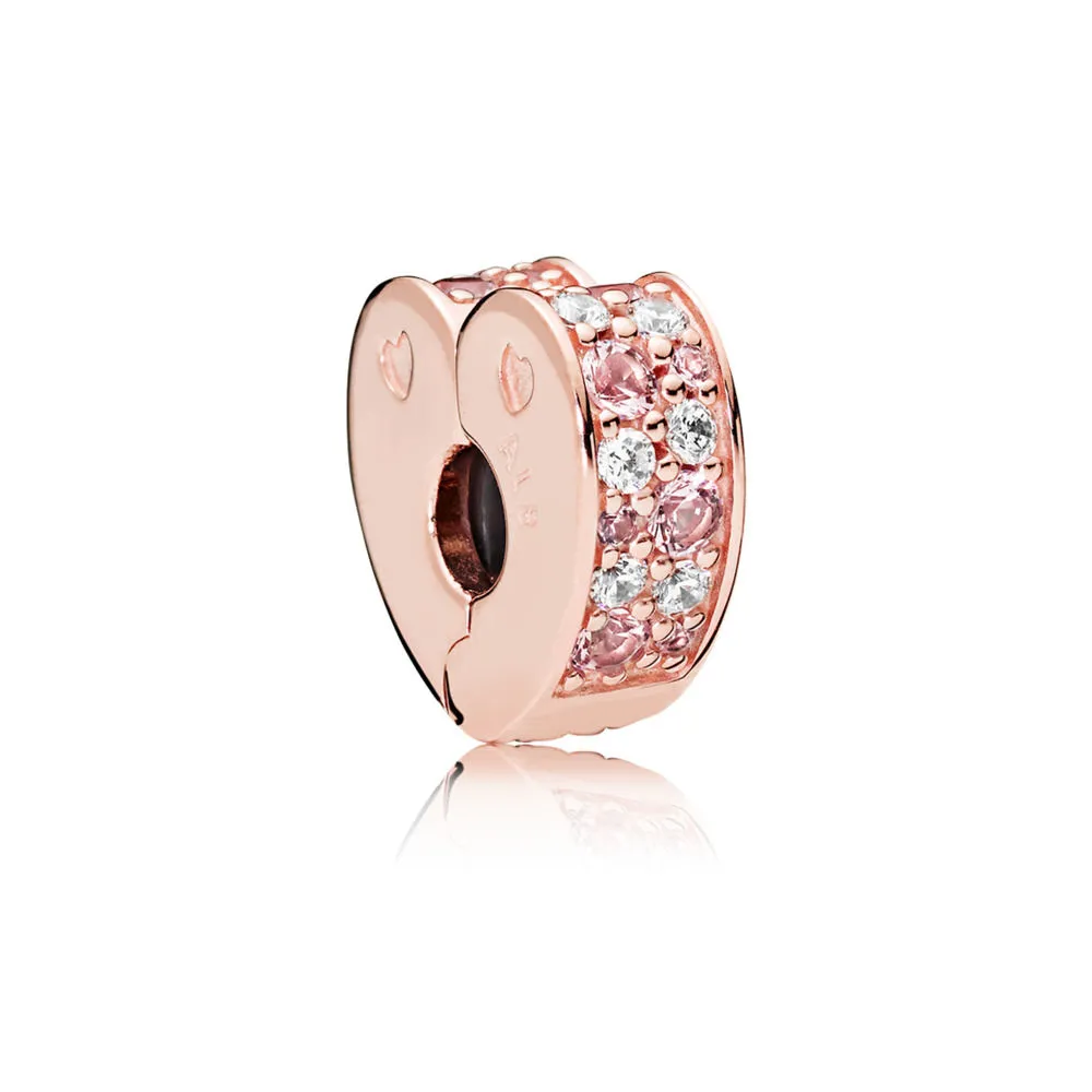 Arcs of Love Clip, PANDORA Rose™, Light Pink & Rose Pink Crystals & Clear CZ - 787020NPM