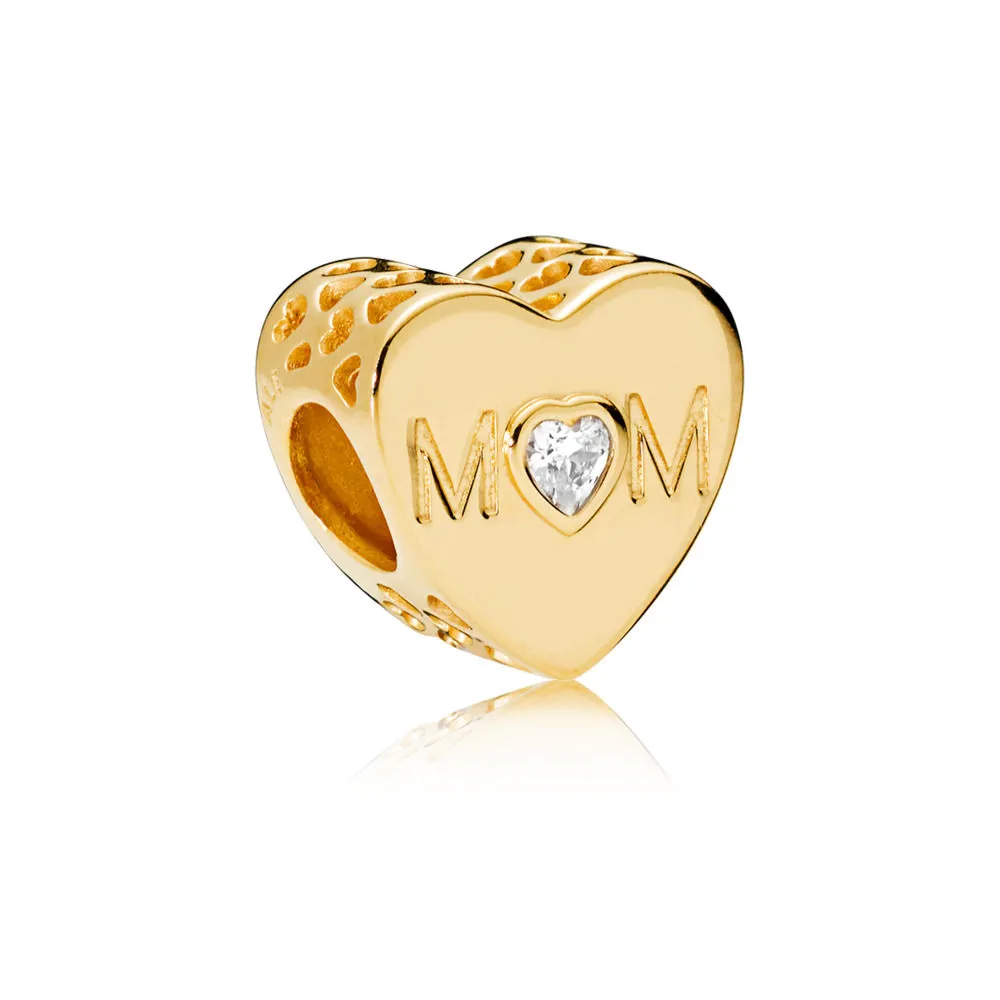 mother heart charm pandora shine clear cz 761881cz