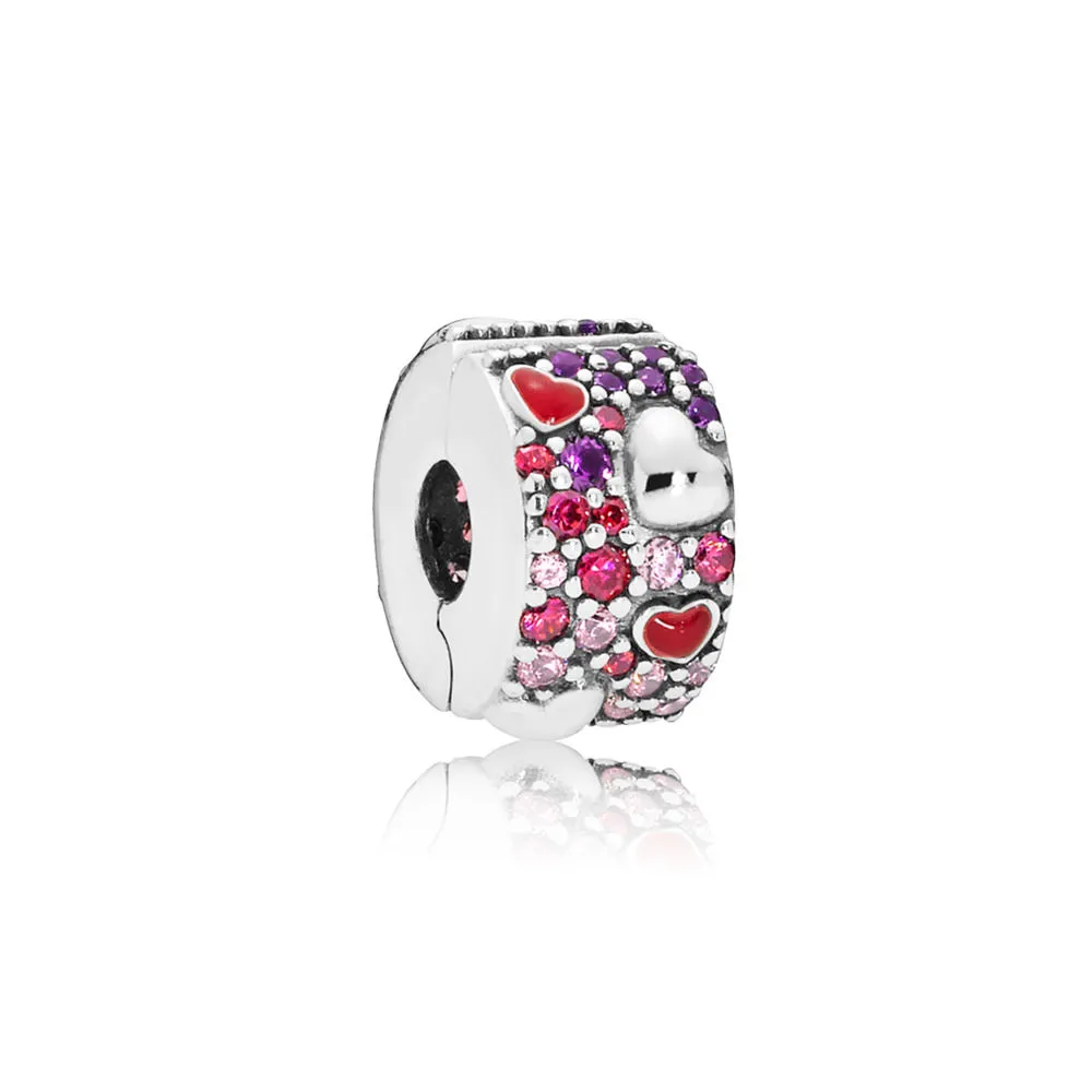 pandora asymmetric hearts of love charm red pink cz royal purple crystals crimson red enamel 797838czrmx