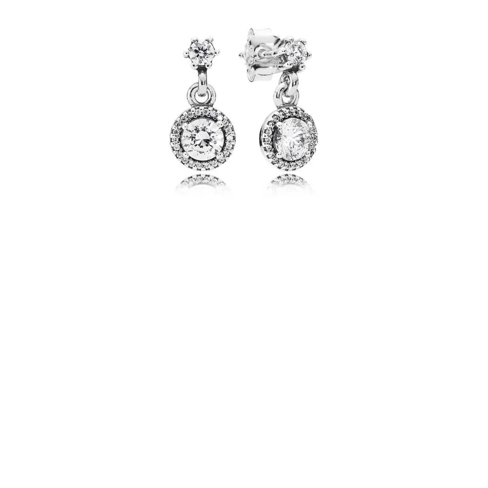 PANDORA Classic Elegance Drop Earrings, Clear CZ - 290594CZ