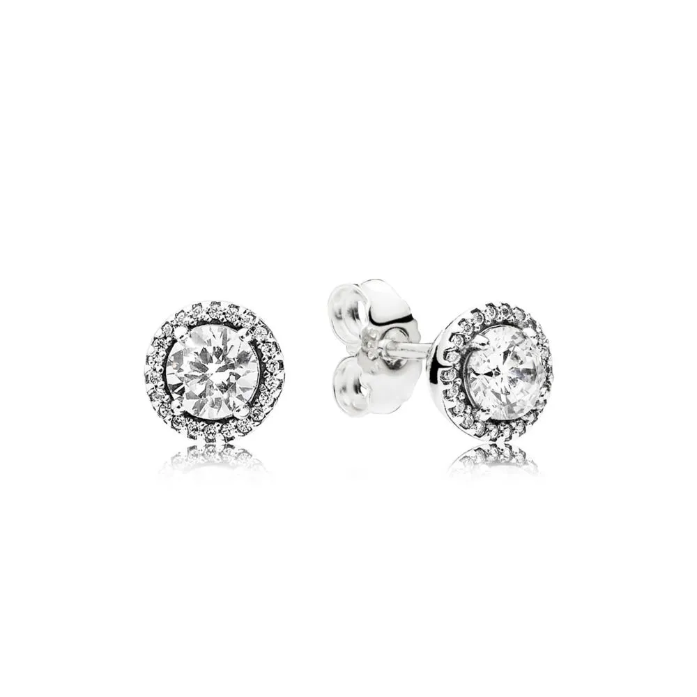 pandora classic elegance stud earrings clear cz 296272cz