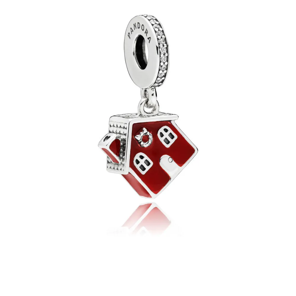 pandora cosy christmas house dangle charm clear cz red enamel 797517en27