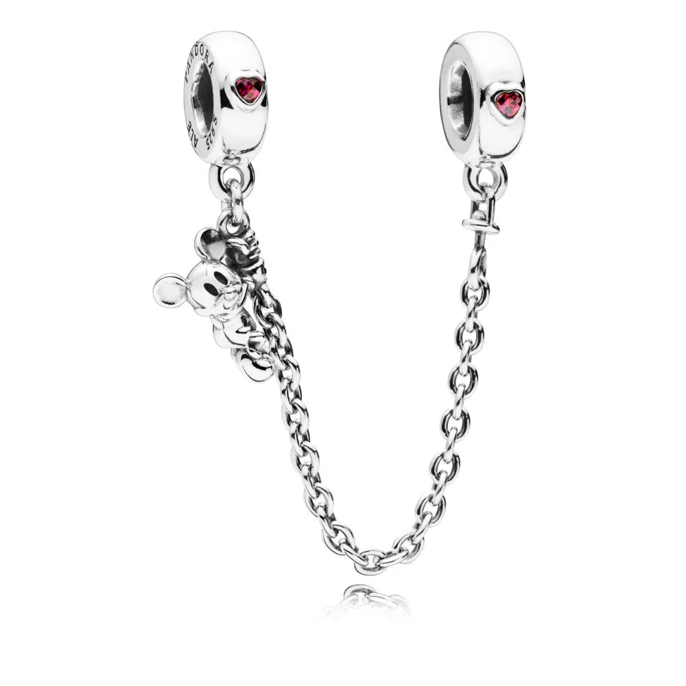 PANDORA Disney, Climbing Mickey Safety Chain, Red CZ - 797173CZR