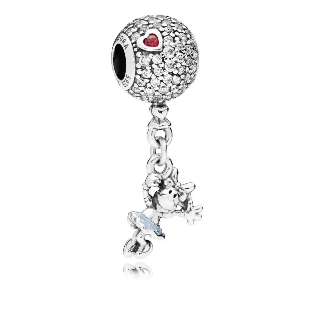 pandora disney floating minnie dangle charm red clear cz light blue enamel 797171cz