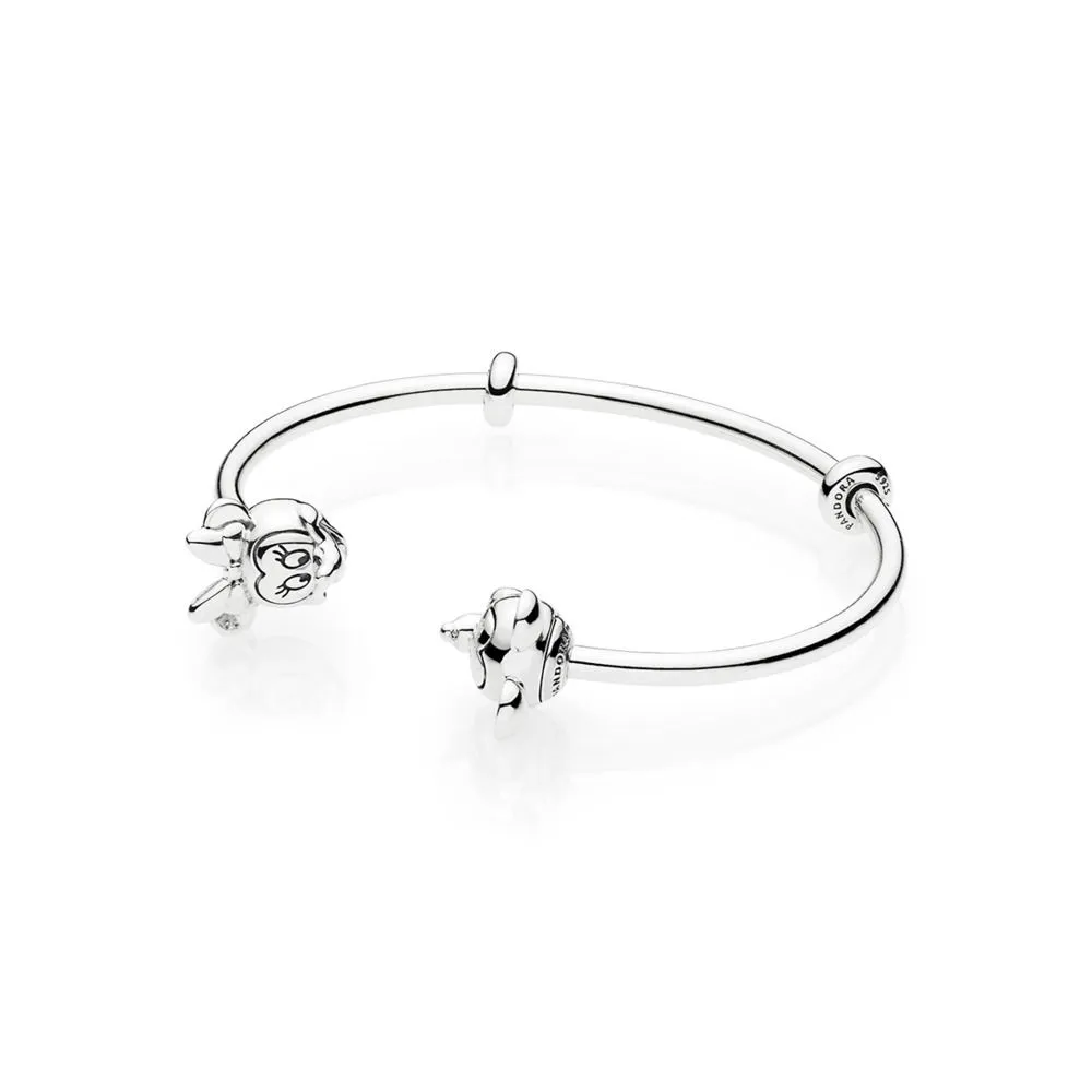 PANDORA Disney, Mickey & Minnie Open Bangle Bracelet - 597494