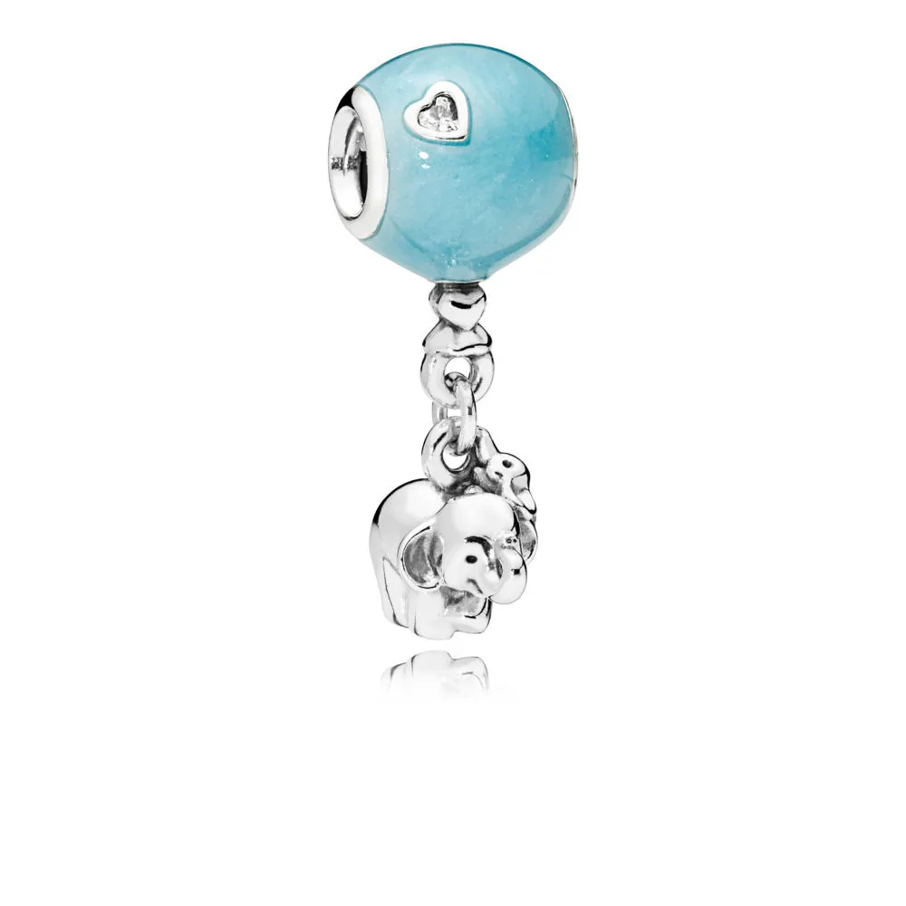 PANDORA Elephant & Blue Balloon Dangle Charm, Blue Enamel & Clear CZ - 797239EN169