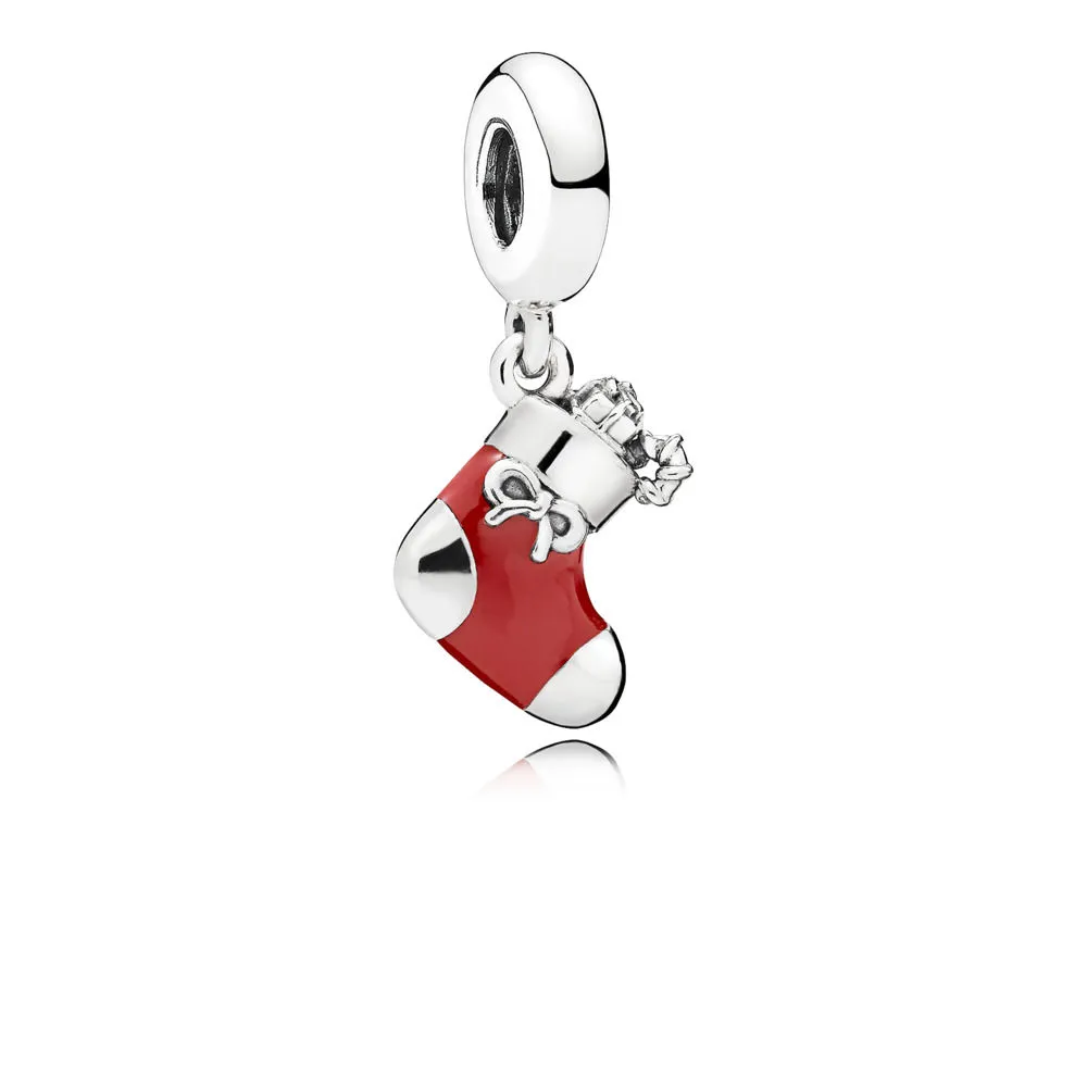 pandora festive stocking dangle charm berry red enamel 796387en39