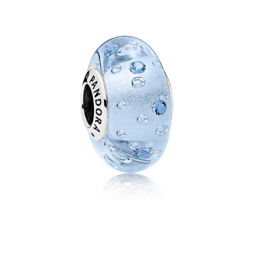 pandora ice drops murano glass charm blue cz 796365czb