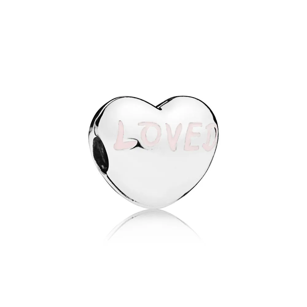 pandora loved heart charm powder pink enamel 797807en124