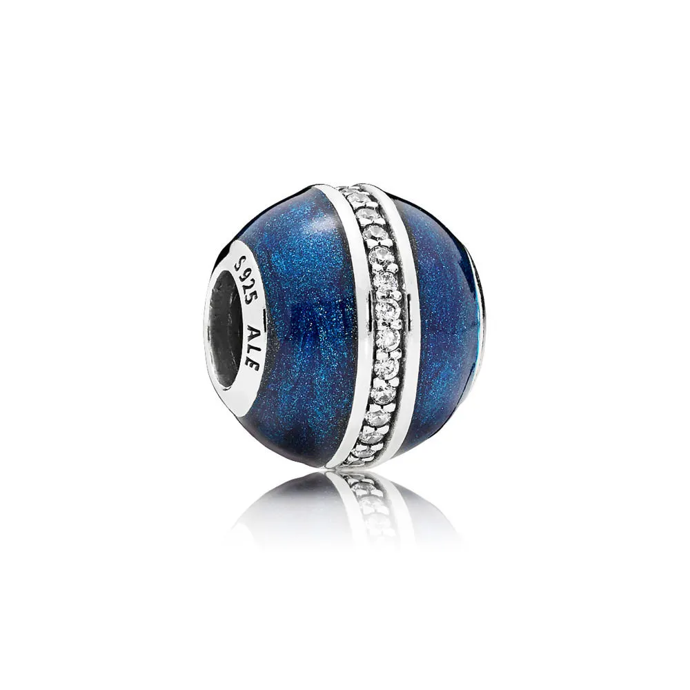 pandora orbit charm midnight blue enamel clear cz 796377en63