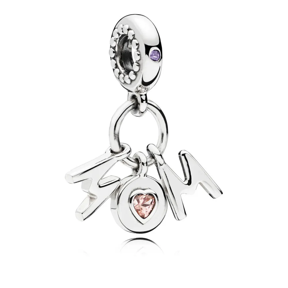 pandora perfect mom dangle charm with pink lilac crystals 797059nsp