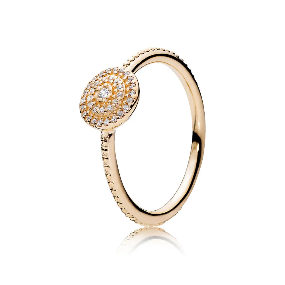 PANDORA Radiant Elegance Ring, 14K Gold & Clear CZ - 150184CZ