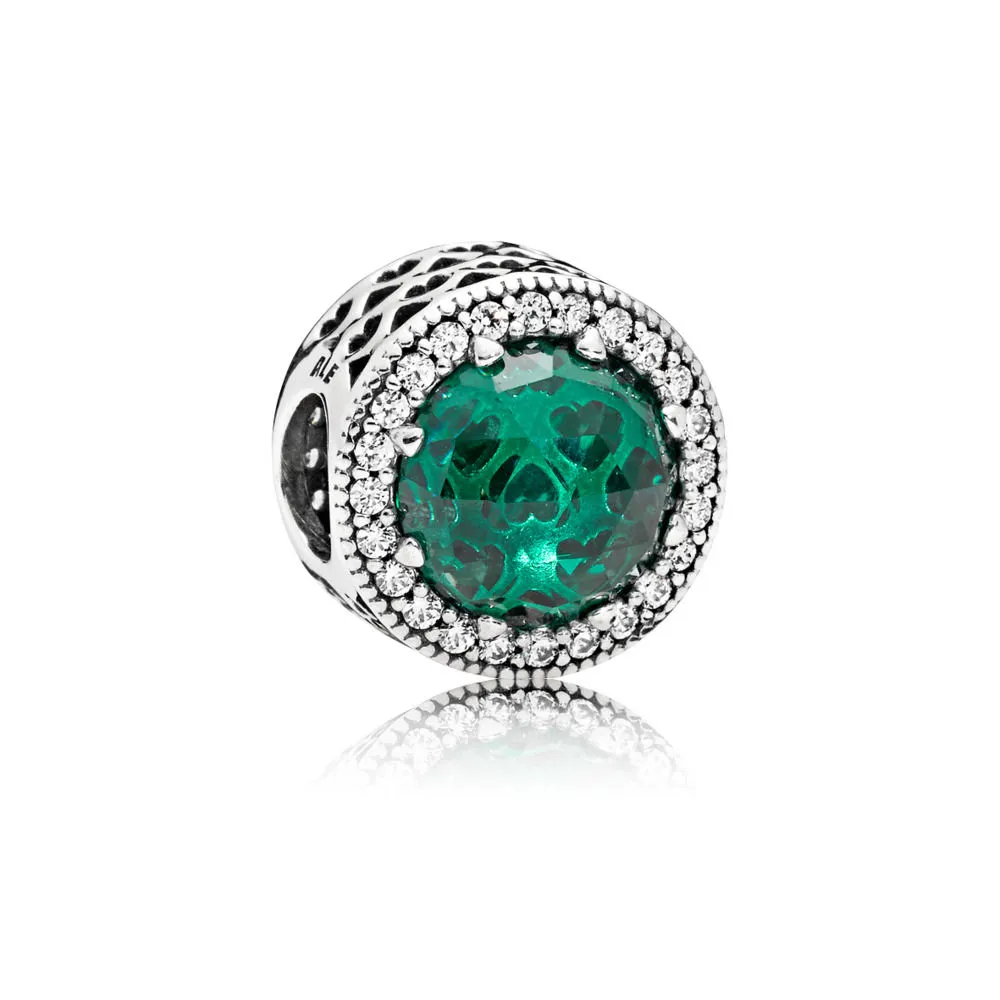 PANDORA Radiant Hearts Charm, Sea Green Crystals & Clear CZ - 791725NSG