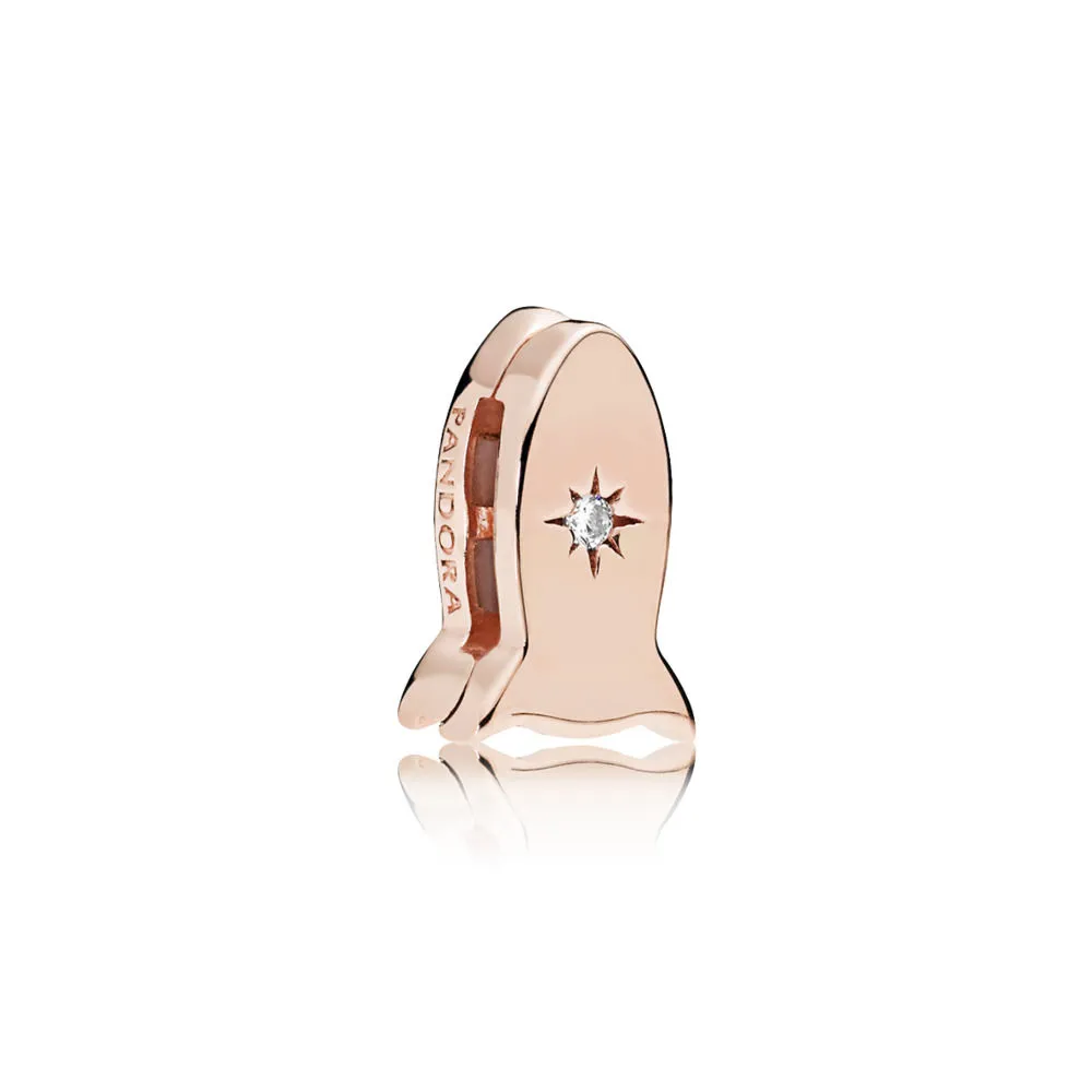 PANDORA REFLEXIONS™ Space Rocket Clip Charm, PANDORA Rose™ & Clear CZ - 787566CZ