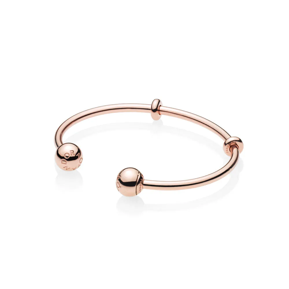 PANDORA Rose™ Open Bangle, PANDORA Logo Caps - 586477