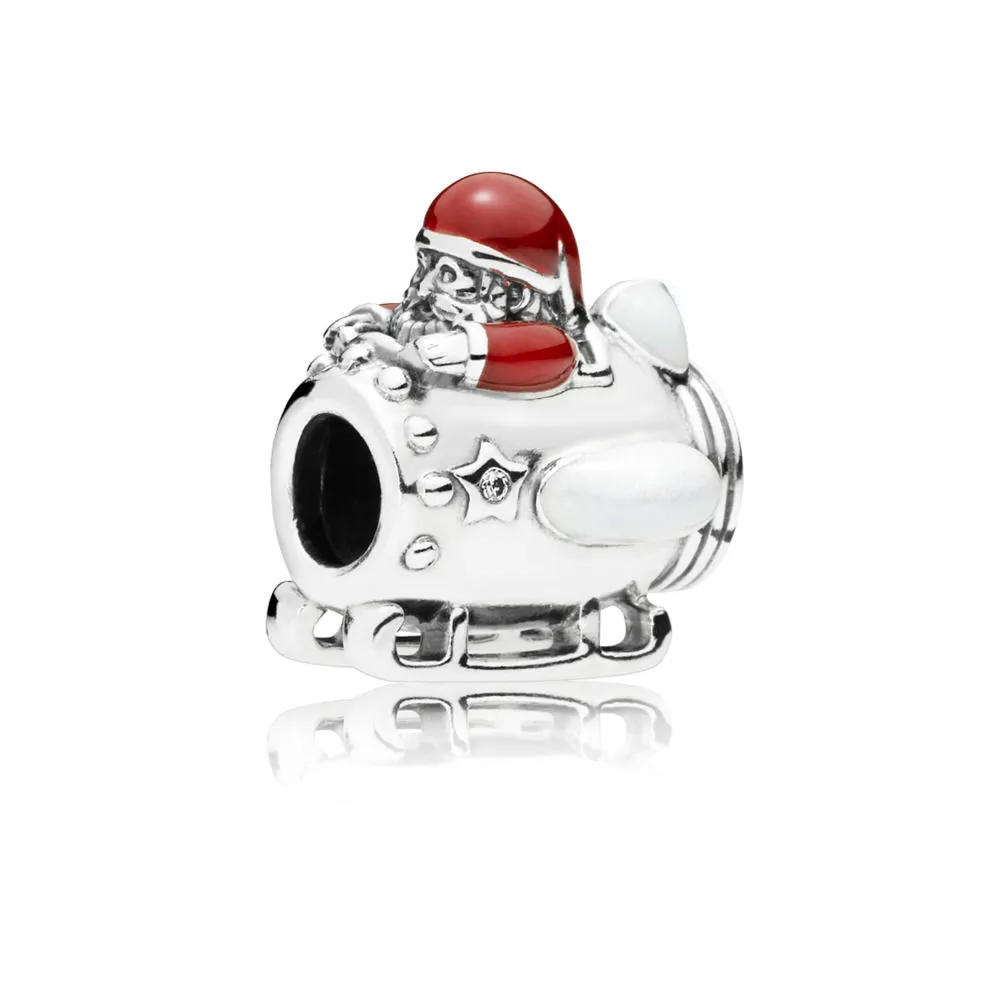 pandora santa in space charm clear cz multicolored enamel 797511enmx