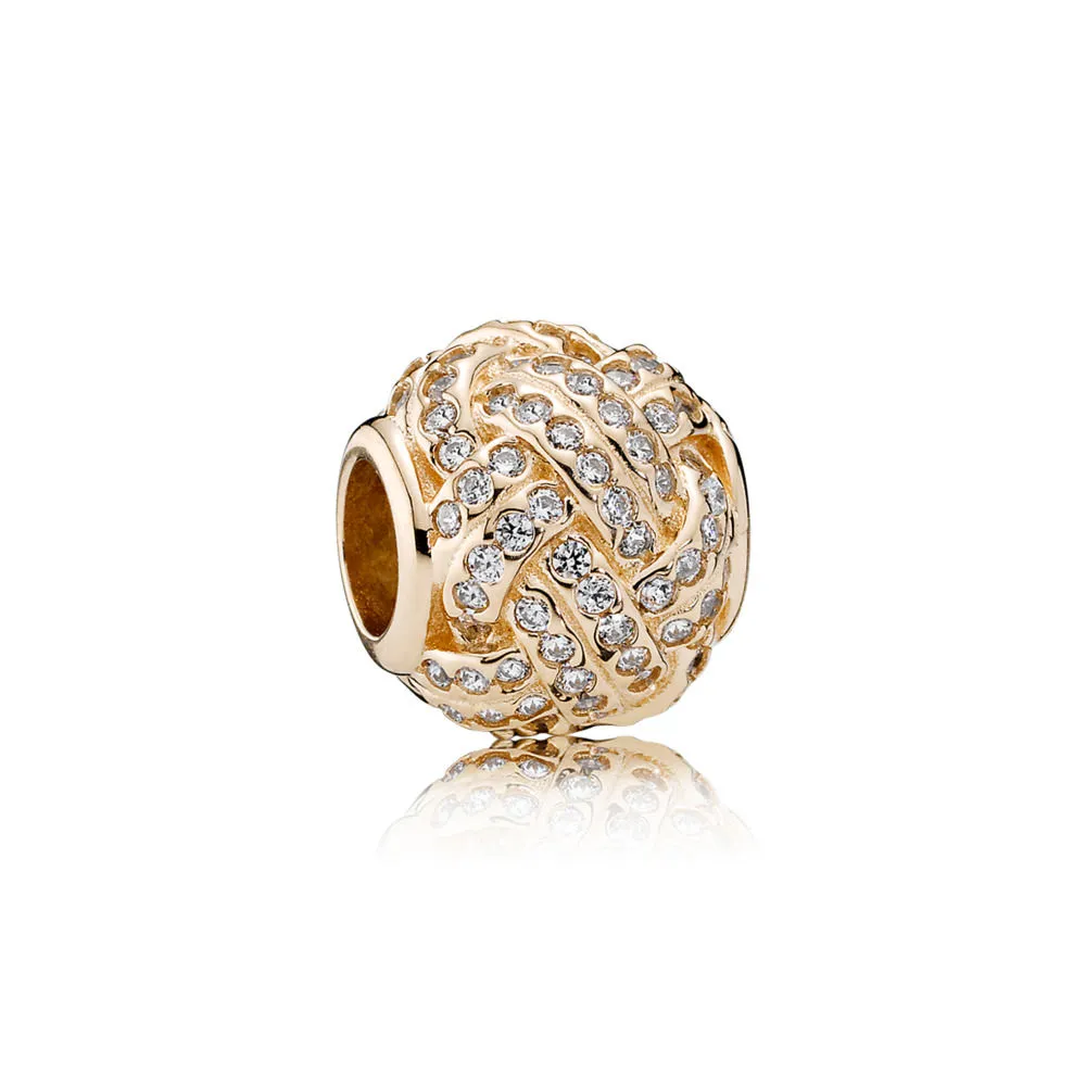 PANDORA Sparkling Love Knot Charm, 14K Gold & Clear CZ - 750991CZ