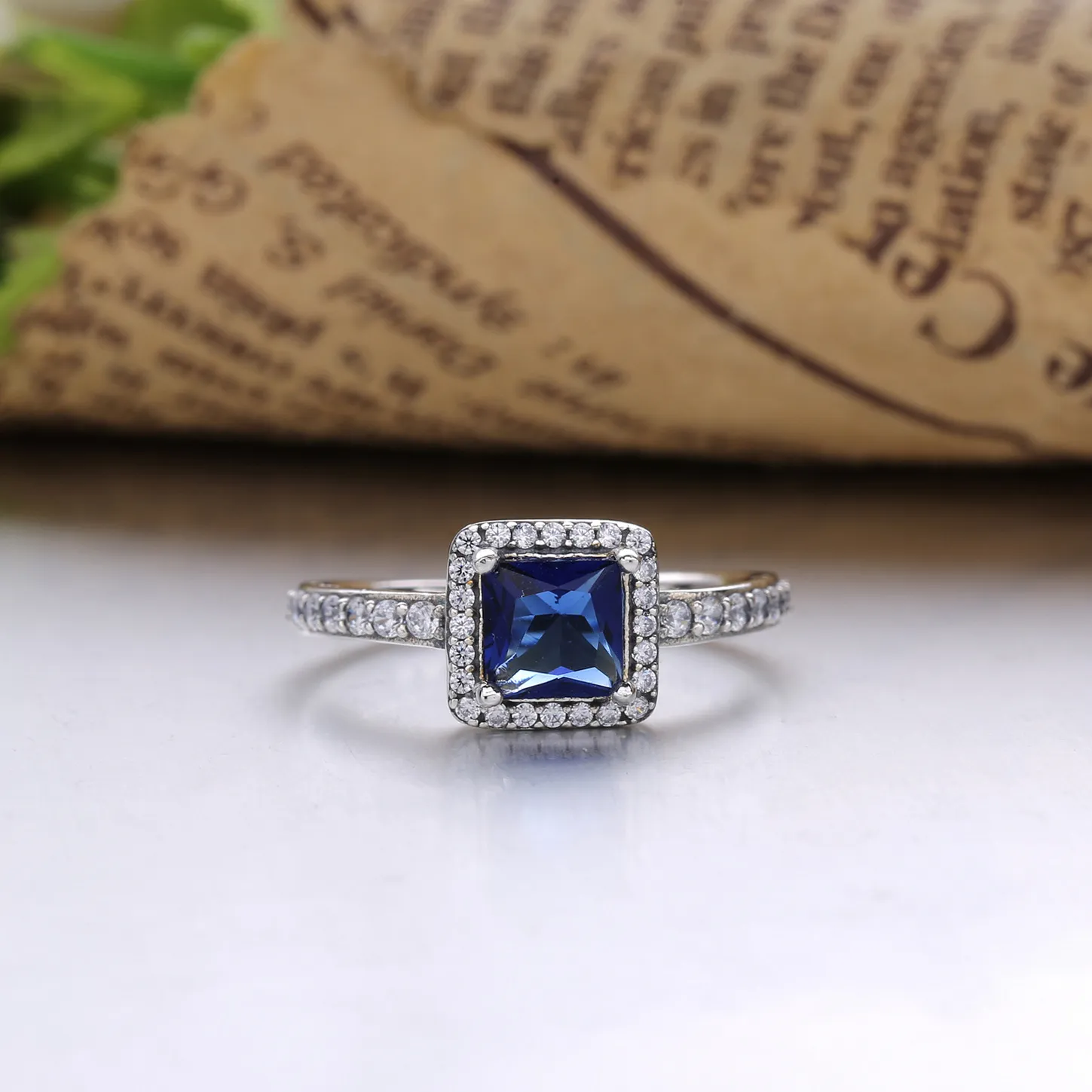 PANDORA Timeless Elegance Ring, True Blue Crystal & Clear CZ - 190947NBT