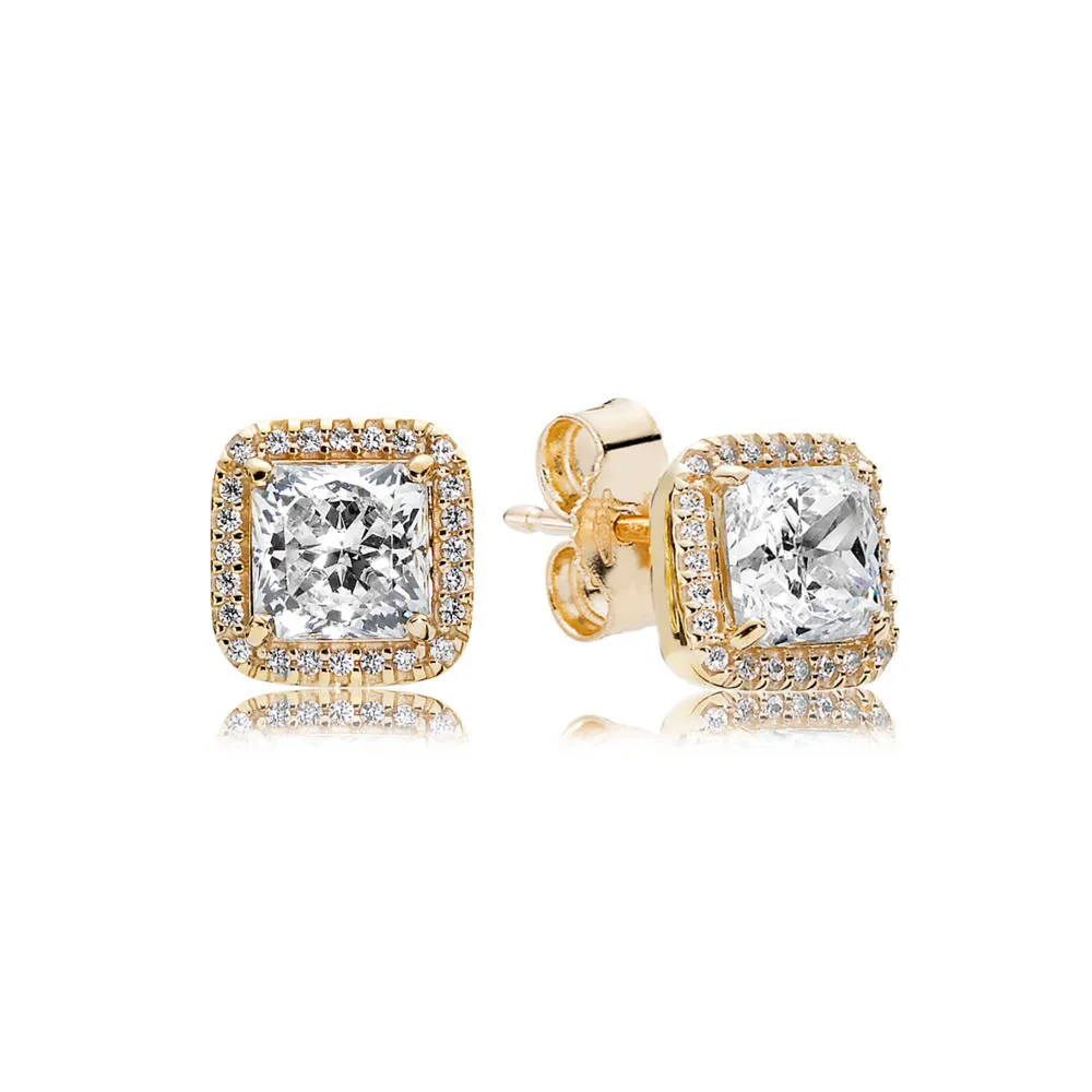 pandora timeless elegance stud earrings 14k gold clear cz 250327cz