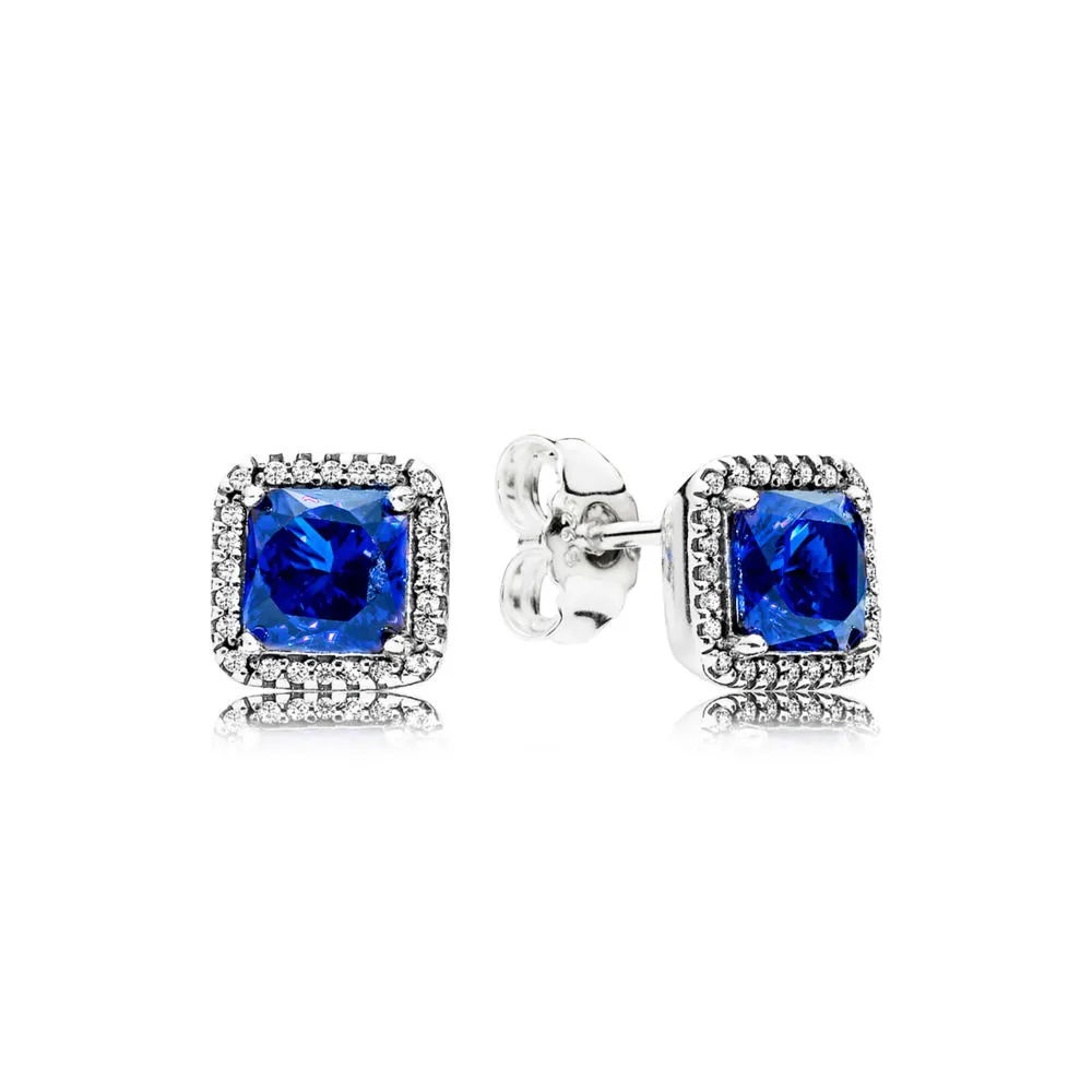 PANDORA Timeless Elegance Stud Earrings, True Blue Crystals & Clear CZ - 290591NBT