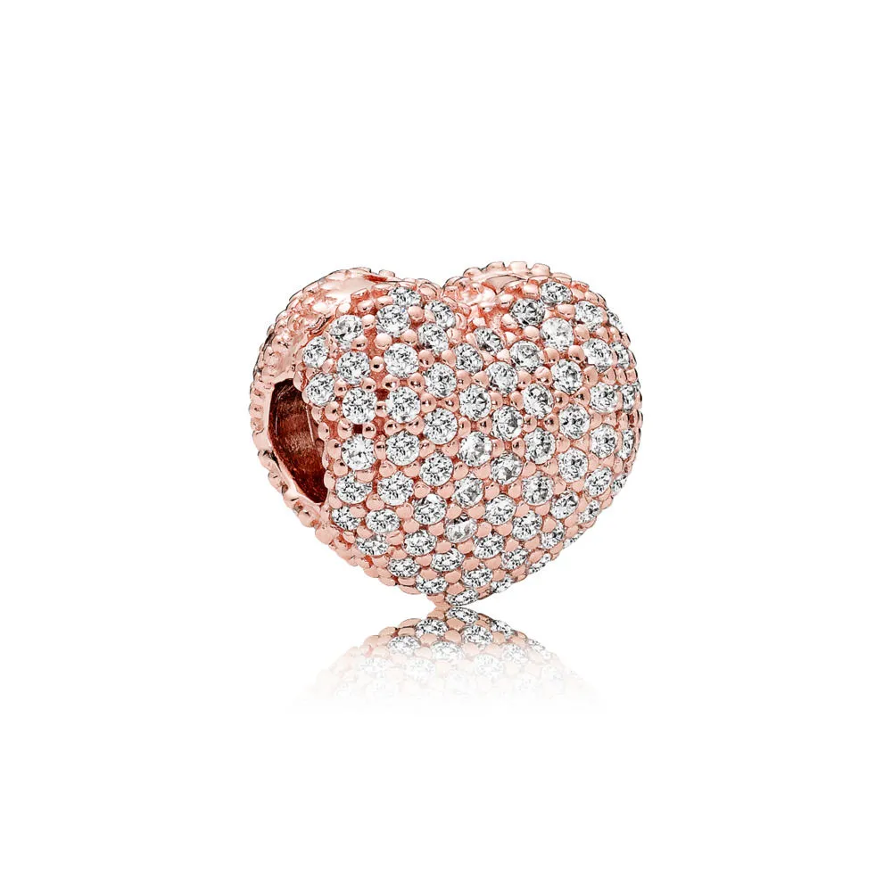 Pavé Open My Heart Clip, PANDORA Rose™ & Clear CZ - 781427CZ