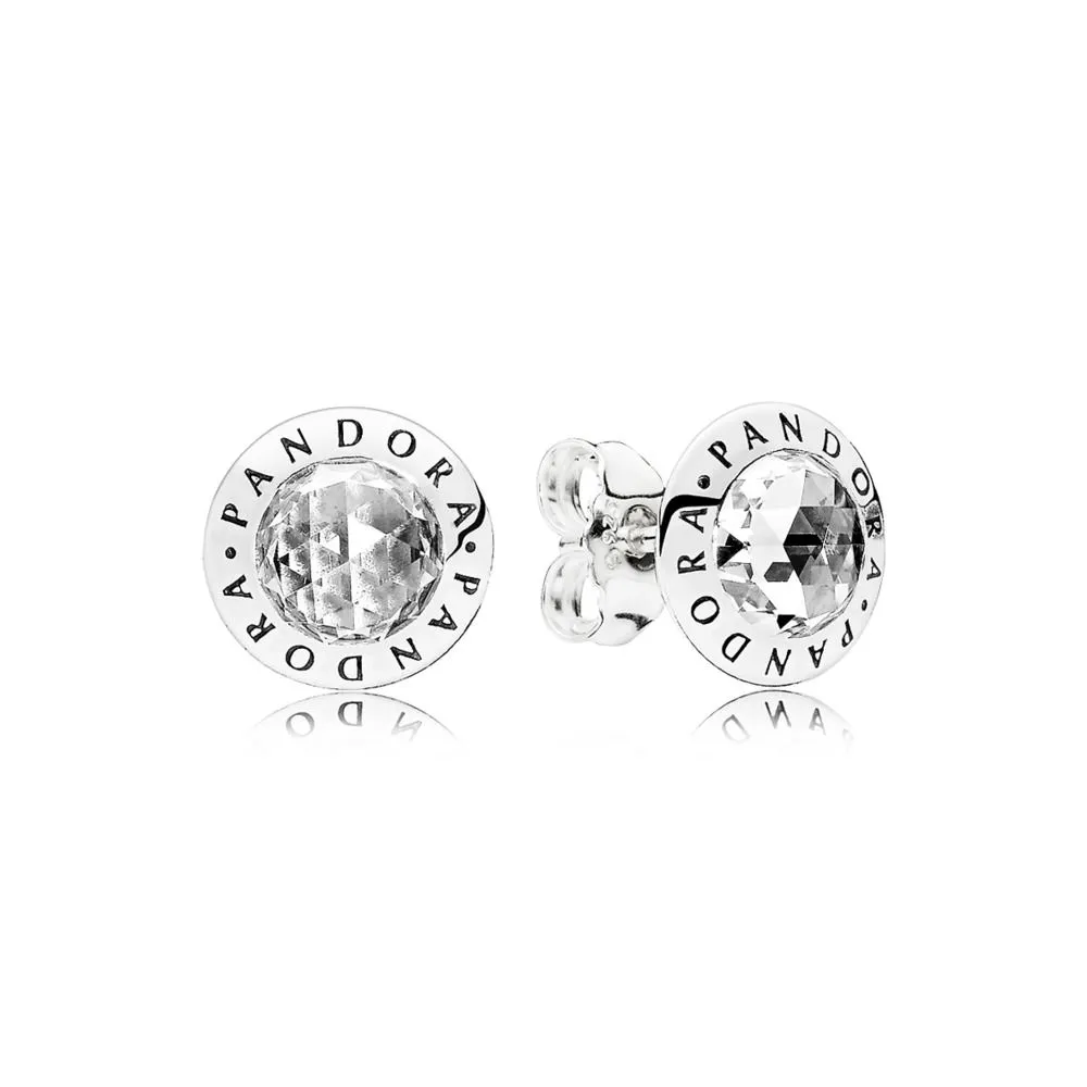 radiant pandora logo stud earrings clear cz 296216cz