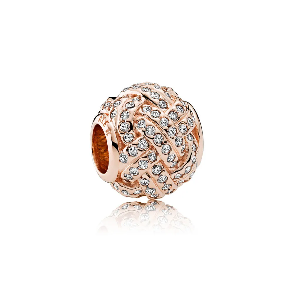 sparkling love knot charm pandora rose clear cz 781537cz