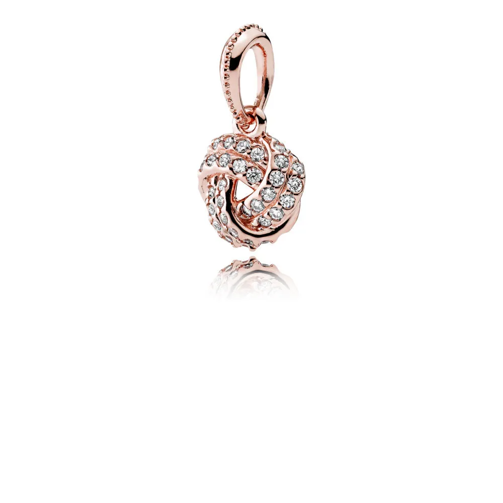 Sparkling Love Knot Pendant, PANDORA Rose™ & Clear CZ - 380385CZ