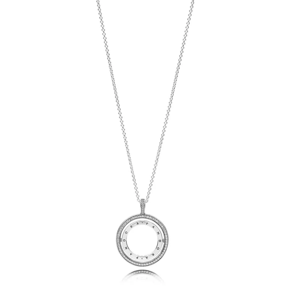 spinning hearts of pandora necklace clear cz 397410cz