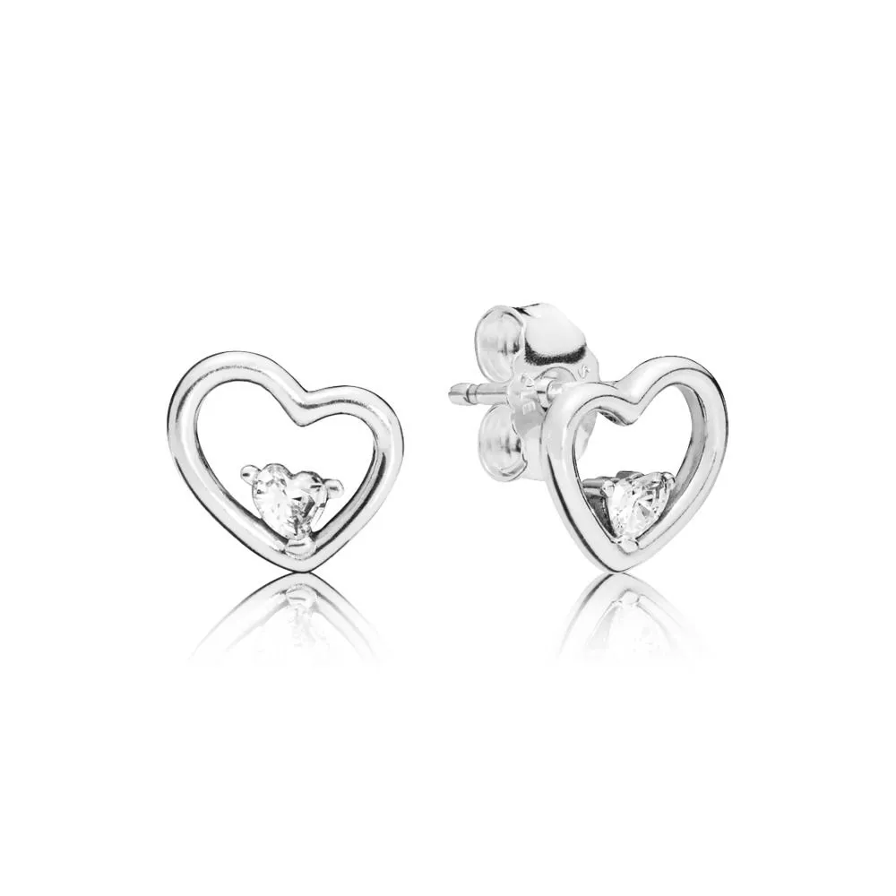 pandora asymmetric hearts of love earrings clear cz 297813cz