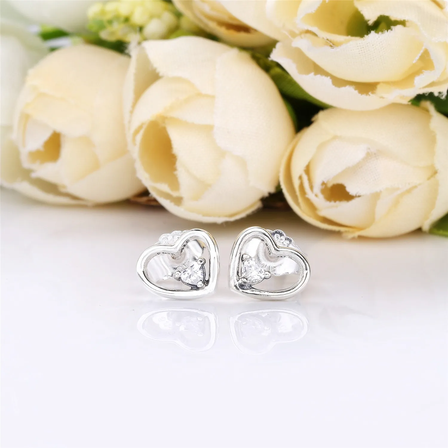 PANDORA Asymmetric Hearts of Love Earrings, Clear CZ - 297813CZ